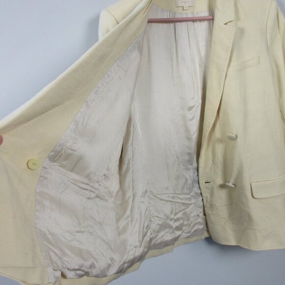 Sezane Christie Jacket Women Blazer 40 Butter Yellow Linen Career Preppy 766 - Picture 6 of 16